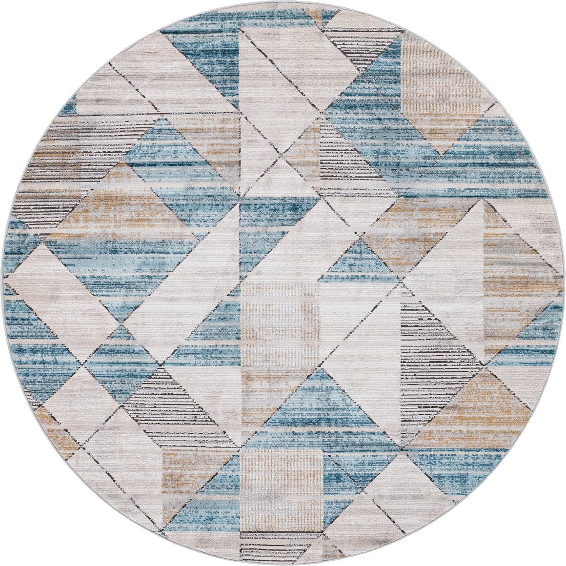 Leipzig Collection Round Rug ‚Äì 7 Ft Round Blue LowPile Rug