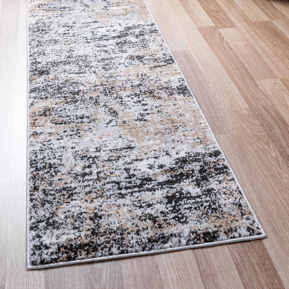 Rugs.Com Leipzig Collection Runner Rug – 10 Ft Runner Beige Low-Pile Rug Perfect For Hallways, Entryways