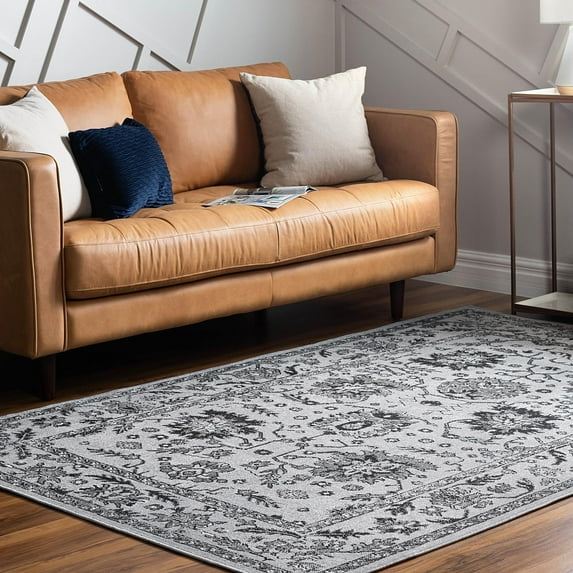 Rugs.Com Lucerne Collection Area Rug – 5' x 8' Light Gray Low-Pile Rug Perfect For Bedrooms, Dining Rooms, Living Rooms