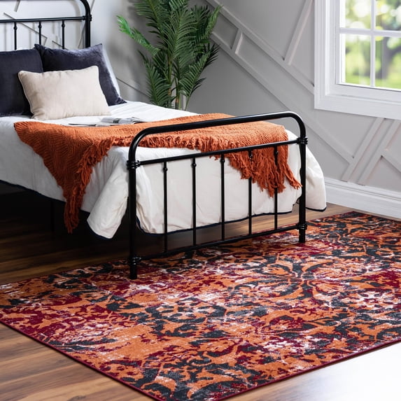 Rugs.Com Lucerne Collection Area Rug – 5' x 8' Rust Red Low-Pile Rug Perfect For Bedrooms, Dining Rooms, Living Rooms