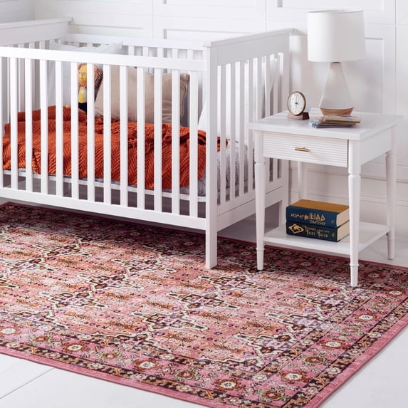 Rugs.Com Lucerne Collection Area Rug – 9' x 12' Pink Low-Pile Rug Perfect For Living Rooms, Large Dining Rooms, Open Floorplans
