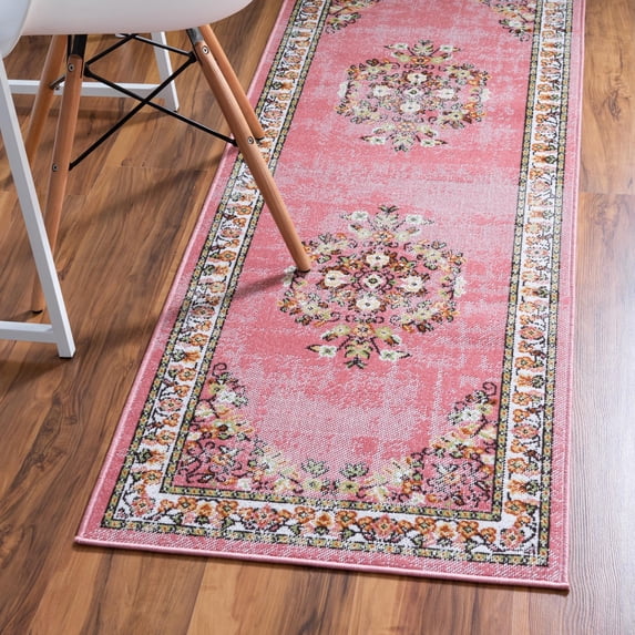 Rugs.Com Lucerne Collection Runner Rug – 6 Ft Runner Rose Low-Pile Rug Perfect For Hallways, Entryways