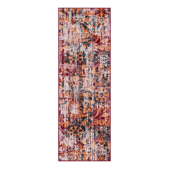 Rugs.Com Lucerne Collection Runner Rug – 6 Ft Runner Rust Red Low-Pile Rug Perfect For Hallways, Entryways