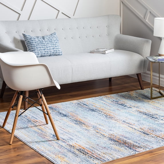 Rugs.Com Malibu Collection Area Rug – 4' x 6' Multi Low-Pile Rug Perfect For Entryways, Kitchens, Breakfast Nooks, Accent Pieces