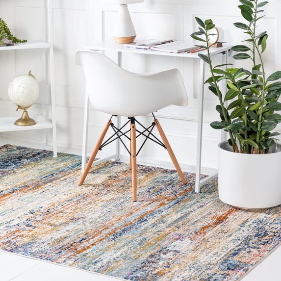 Rugs.Com Malibu Collection Area Rug – 5' x 8' Multi Low-Pile Rug Perfect For Bedrooms, Dining Rooms, Living Rooms