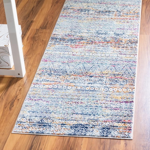 Rugs.Com Malibu Collection Runner Rug ‚Äì 10 Ft Runner Multi Low-Pile Rug Perfect For Hallways, Entryways