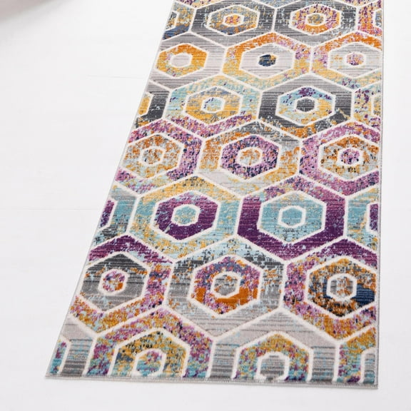 Rugs.Com Malibu Collection Runner Rug ‚Äì 10 Ft Runner Multi Low-Pile Rug Perfect For Hallways, Entryways
