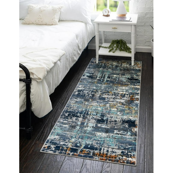 Rugs.Com Malibu Collection Runner Rug – 6 Ft Runner Grey Low-Pile Rug Perfect For Hallways, Entryways