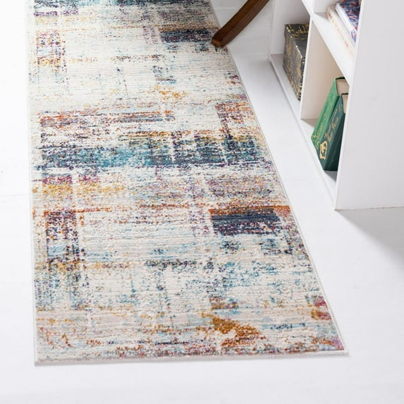 Rugs.Com Malibu Collection Runner Rug – 6 Ft Runner Multi Low-Pile Rug Perfect For Hallways, Entryways