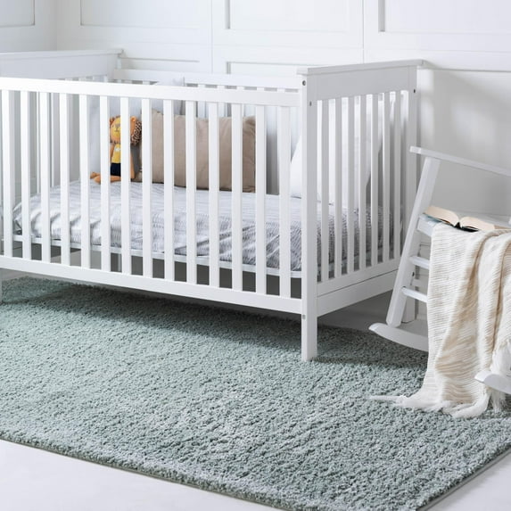 Unique Loom Soft Solid Shag Collection Area Rug - Aras (5' 3" x 8' Rectangle Sage Green)