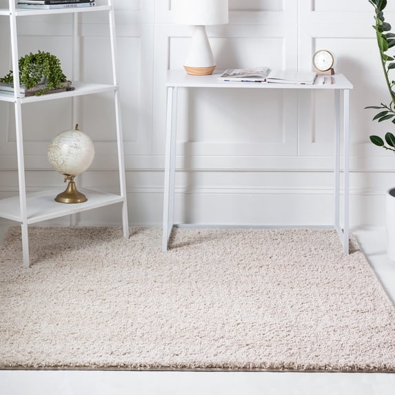 Unique Loom Soft Solid Shag Collection Area Rug - Aras (7' 10" Square Oatmeal Beige)