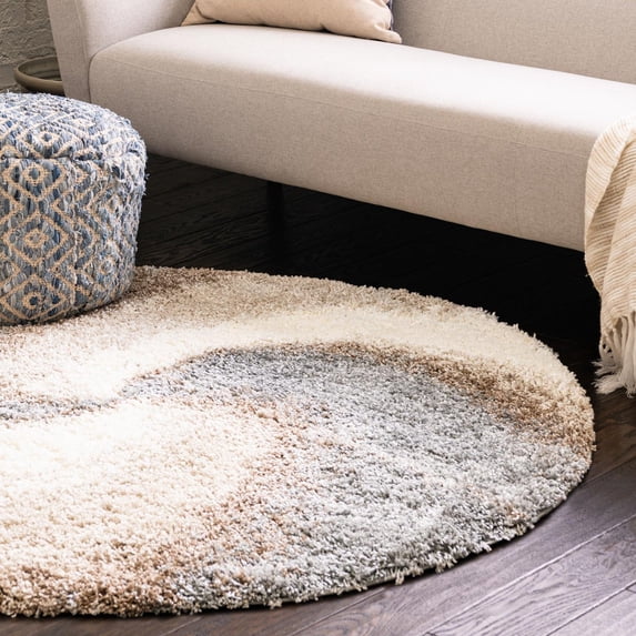 Rugs.Com Soft Touch Shag Collection Round Rug – 6 Ft Round Khaki Shag Rug Perfect For Kitchens, Dining Rooms