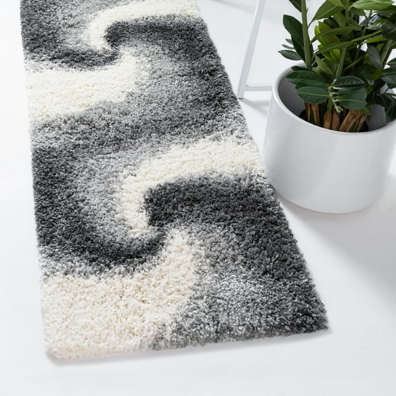 Rugs.Com Soft Touch Shag Collection Runner Rug – 6 Ft Runner Grey Shag Rug Perfect For Hallways, Entryways