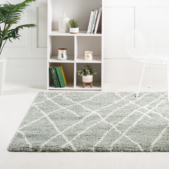 Rugs.Com Soft Touch Shag Collection Square Rug – 5 Ft Square Dark Green Shag Rug Perfect For Living Rooms, Kitchens, Entryways