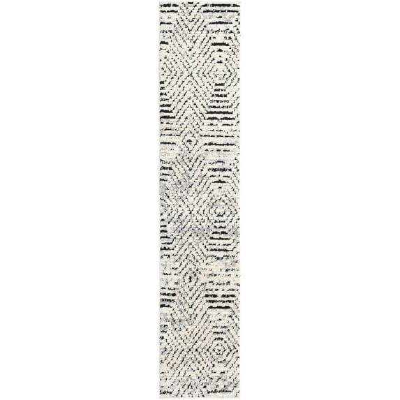 Rugs.Com Tagine Collection Rug – 10 Ft Runner Black And White Medium-Pile Rug Perfect For Living Rooms, Kitchens, Entryways