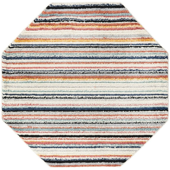 Rugs.Com Tagine Collection Rug – 5 Ft Octagon Ivory Medium-Pile Rug Perfect For Living Rooms, Kitchens, Entryways
