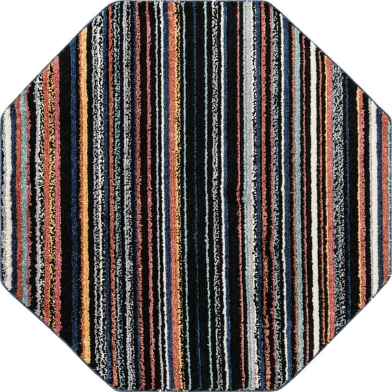 Rugs.Com Tagine Collection Rug – 5 Ft Octagon Multi Medium-Pile Rug Perfect For Living Rooms, Kitchens, Entryways
