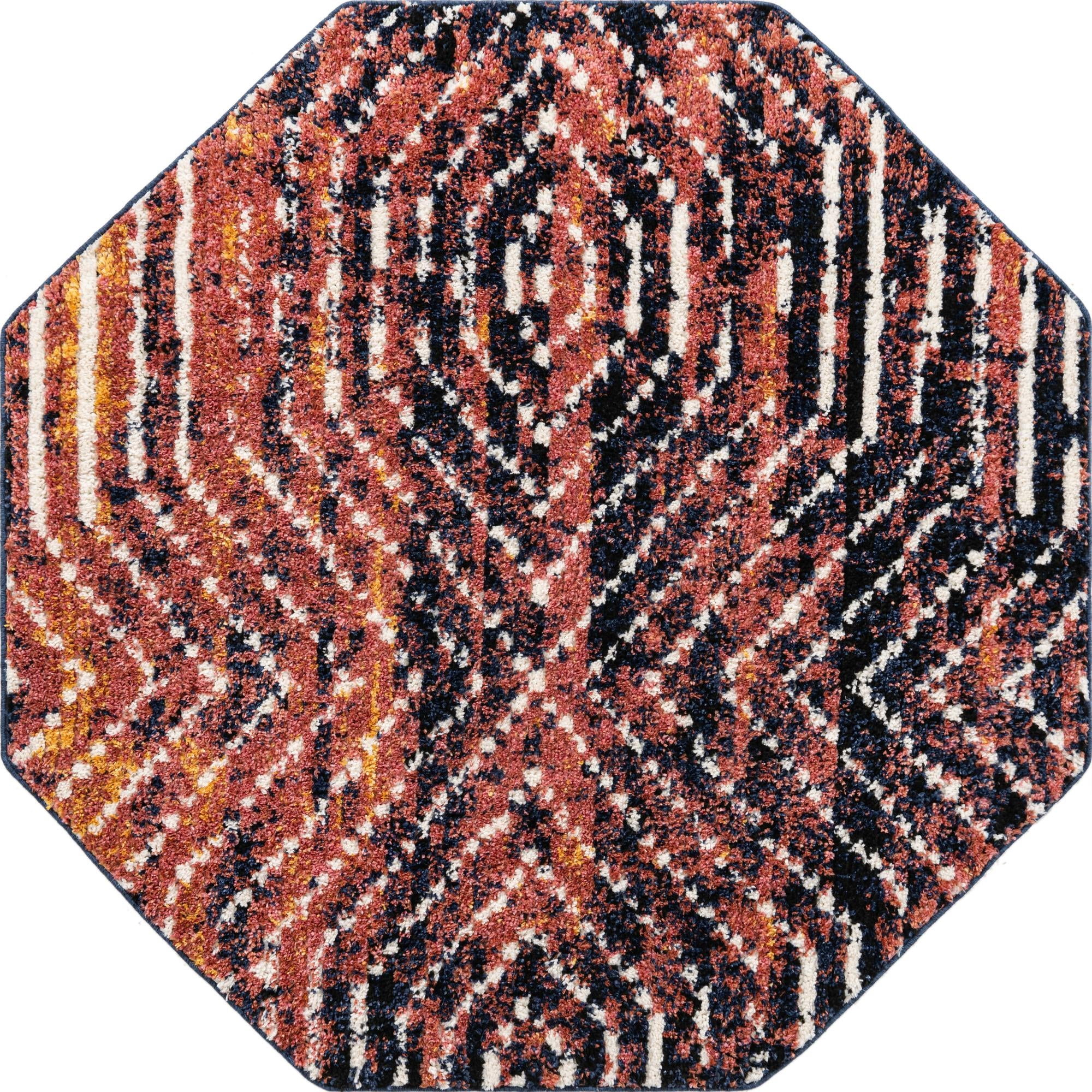 Rugs.Com Tagine Collection Rug – 5 Ft Octagon Rust Orange Medium-Pile ...