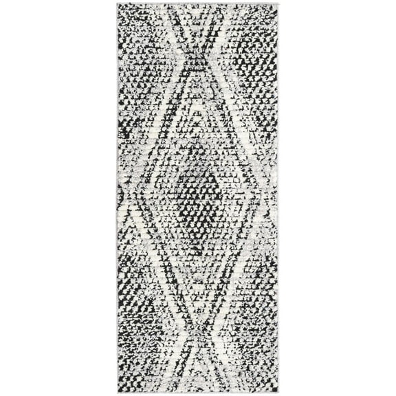 Rugs.Com Tagine Collection Rug – 5 Ft Runner Black And White Medium-Pile Rug Perfect For Living Rooms, Kitchens, Entryways