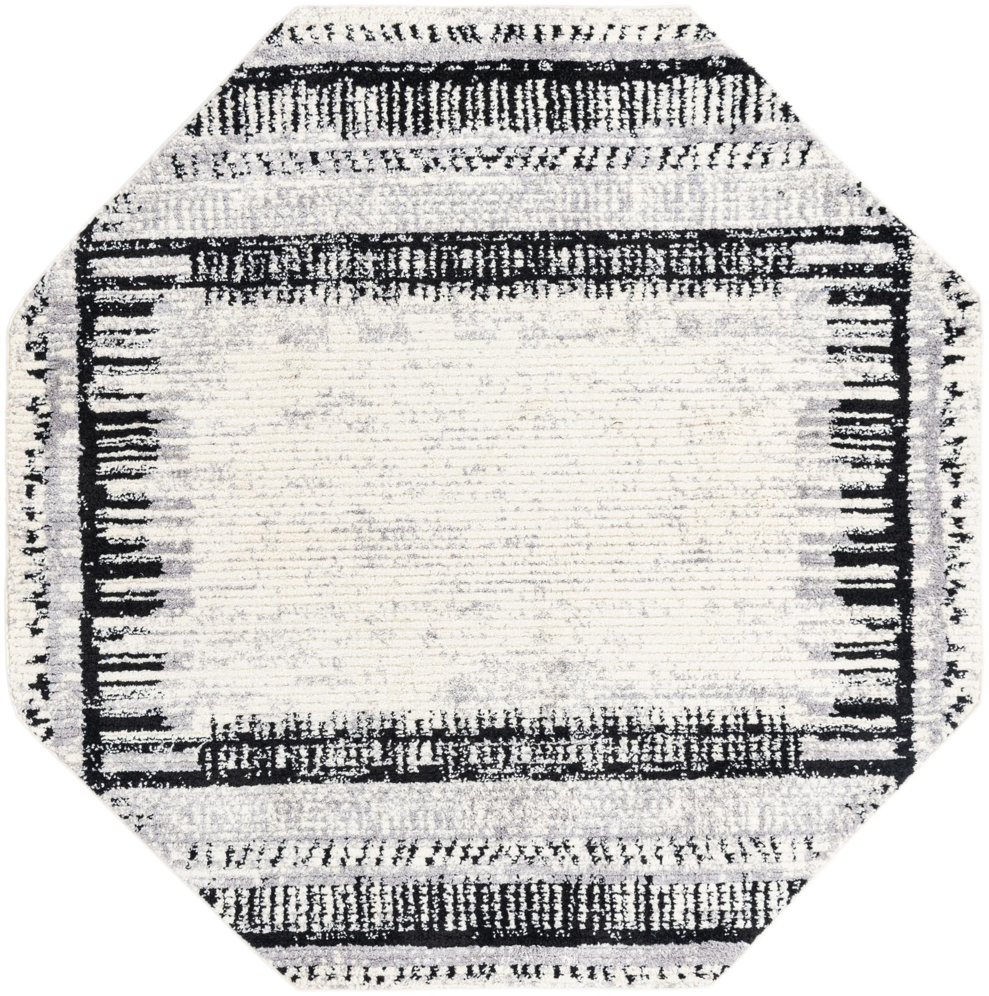 Rugs.Com Tagine Collection Rug – 8 Ft Octagon Black And White Medium ...
