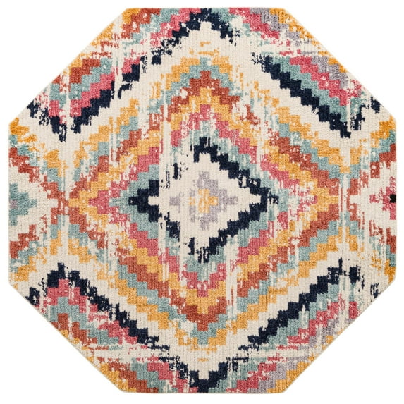 Rugs.Com Tagine Collection Rug – 8 Ft Octagon Ivory Medium-Pile Rug Perfect For Living Rooms, Kitchens, Entryways