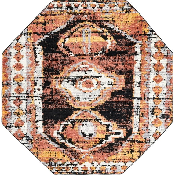 Rugs.Com Tagine Collection Rug – 8 Ft Octagon Terracotta Medium-Pile Rug Perfect For Living Rooms, Kitchens, Entryways