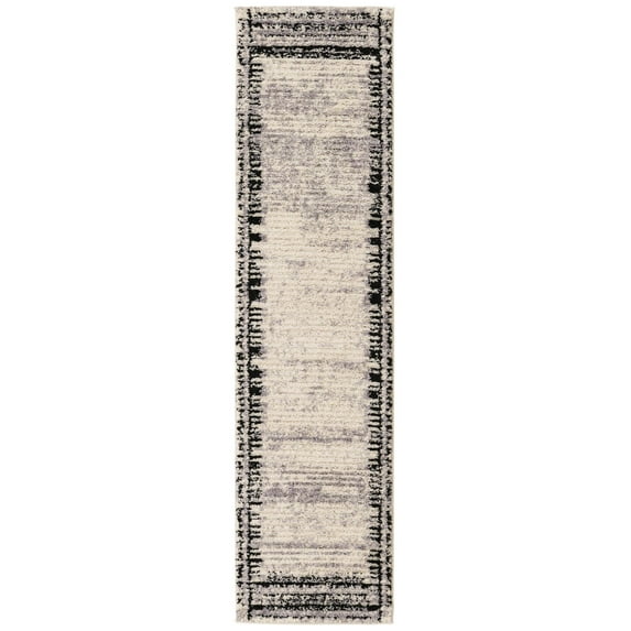 Rugs.Com Tagine Collection Rug – 8 Ft Runner Black And White Medium-Pile Rug Perfect For Living Rooms, Kitchens, Entryways