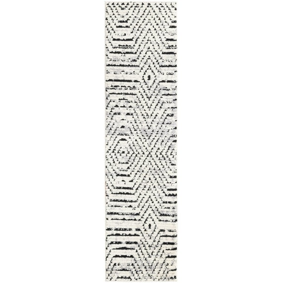 Rugs.Com Tagine Collection Rug – 8 Ft Runner Black And White Medium-Pile Rug Perfect For Living Rooms, Kitchens, Entryways