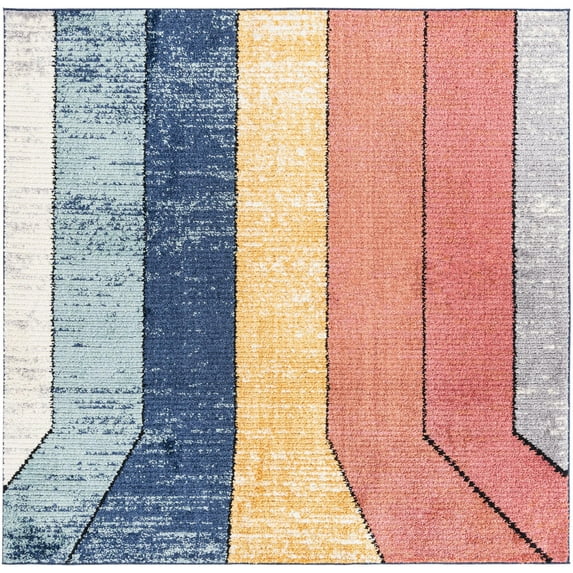 Rugs.Com Tagine Collection Rug – 8 Ft Square Multi Medium-Pile Rug Perfect For Living Rooms, Kitchens, Entryways