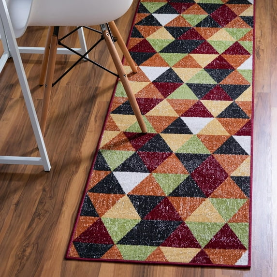 Rugs.Com Valencia Collection Runner Rug – 10 Ft Runner Multi Low Rug Perfect For Hallways, Entryways