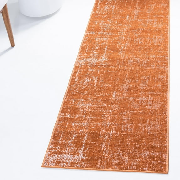 Rugs.Com Valencia Collection Runner Rug – 10 Ft Runner Orange Low Rug Perfect For Hallways, Entryways