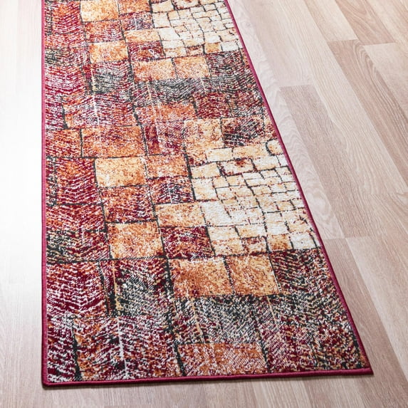 Rugs.Com Valencia Collection Runner Rug – 10 Ft Runner Rust Red Low Rug Perfect For Hallways, Entryways