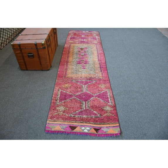 Rugs For Area, 2.9x9.4 ft Area Rug, Herki Rug, Antique Rugs, Orange Home Decor Rugs, , Vintage Rug, Turkish Rug, Tribal Nursery Rug