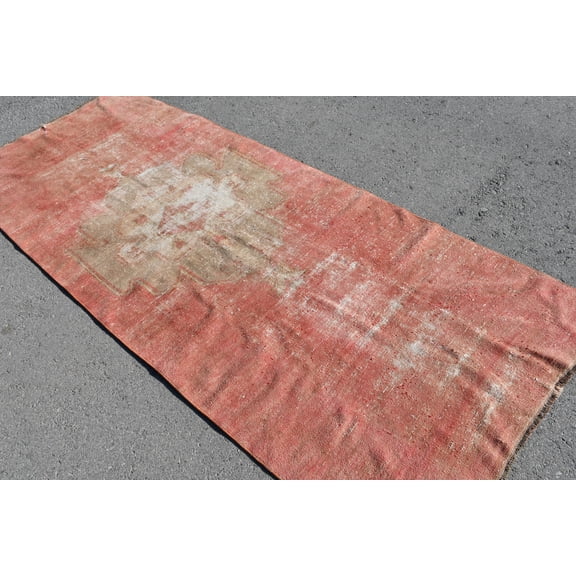 Rugs For Area, Vintage Rug, Bohemian Kitchen Rugs, Turkish Rug, 3.6x9.2 ft Area Rugs, Antique Rug, Orange Colorful Rug, Handwoven Floor Rug
