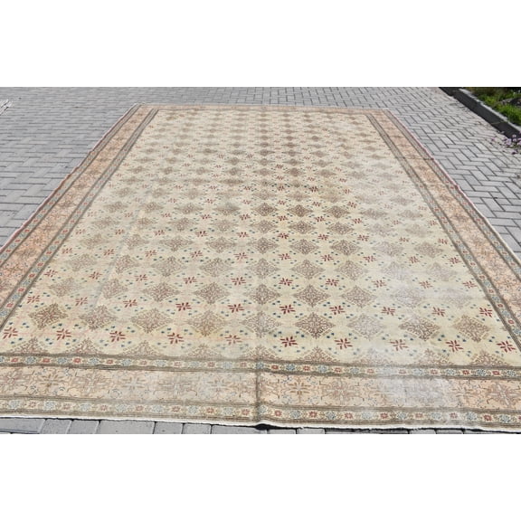 Rugs For Bedroom, 10x13.5 ft Oversize Rugs, Beige Bedroom Rug, Vintage Rug, Turkish Rug, Anatolian Rug, Aztec Floor Rugs