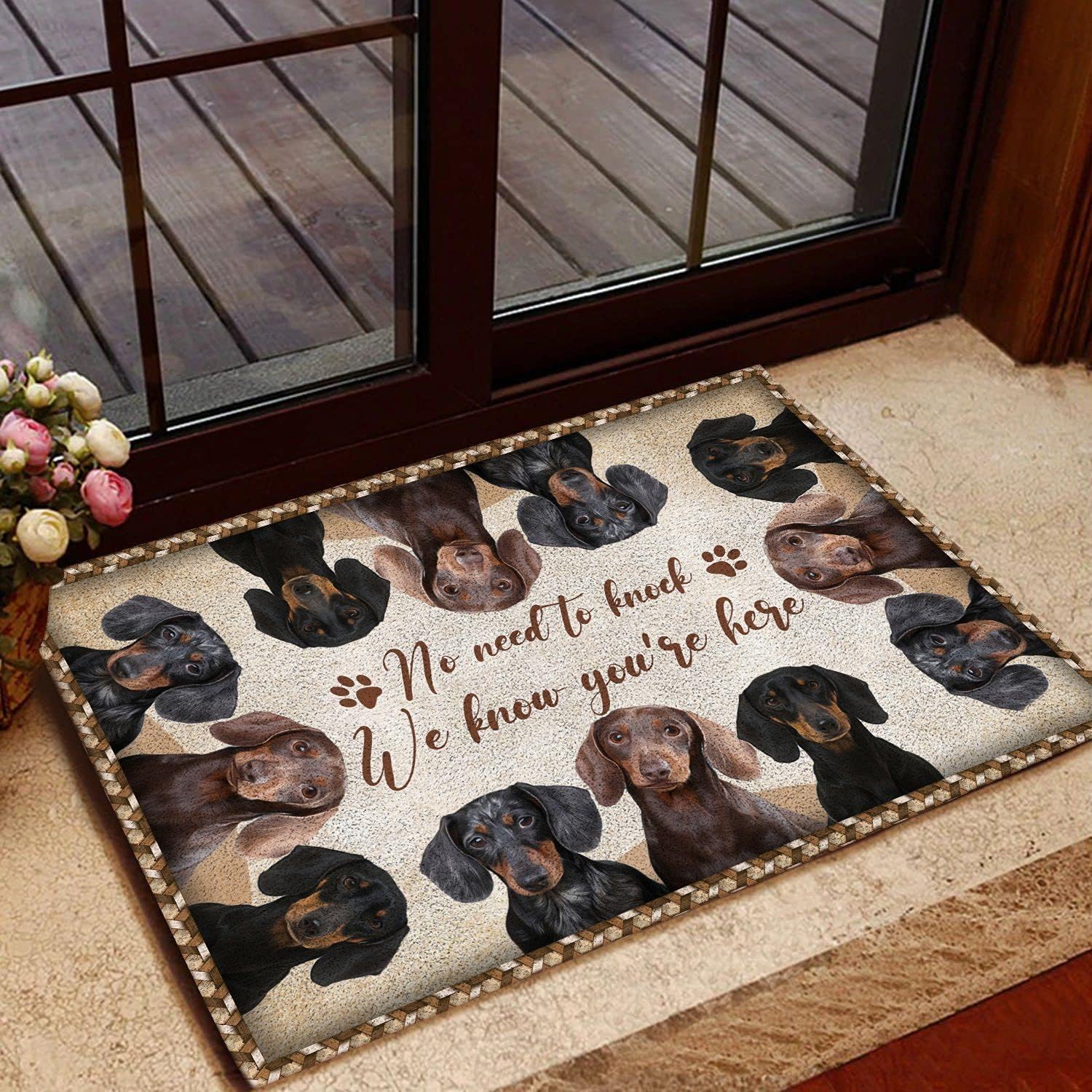 No Need To Knock We Know You Are Here - Dog Personalized Custom Home Decor Decorative Mat - House Warming Gift For Pet Owners, Pet Lovers