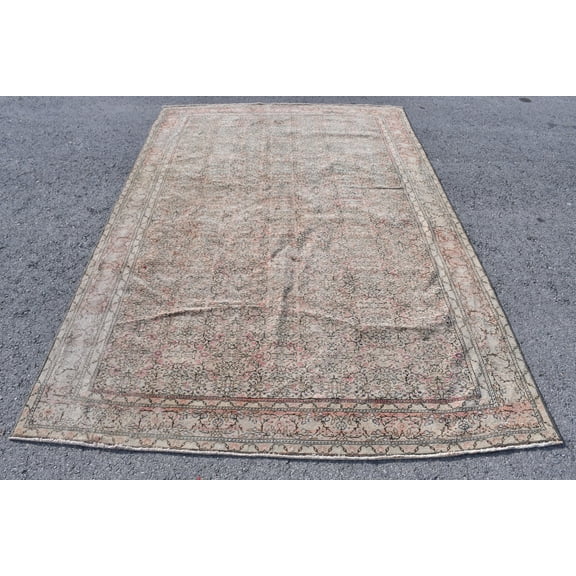 Rugs For Dining Room, Antique Rugs, 6.3x9.6 ft Large Rugs, Vintage Rug, Beige Cool Rug, Turkish Rug, Decorative Salon Rugs