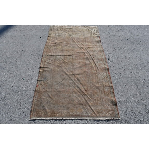 Rugs For Nursery, 3.2x6.2 ft Accent Rugs, Turkish Rug, Vintage Rug, Oushak Rugs, Aztec Entry Rug, Beige Antique Rugs, Decorative Bedroom Rug