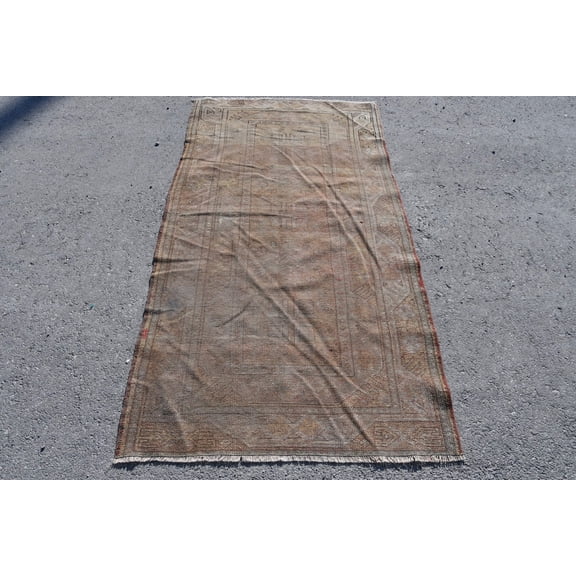 Rugs For Nursery, 3.2x6.2 ft Accent Rugs, Turkish Rug, Vintage Rug, Oushak Rugs, Aztec Entry Rug, Beige Antique Rugs, Decorative Bedroom Rug
