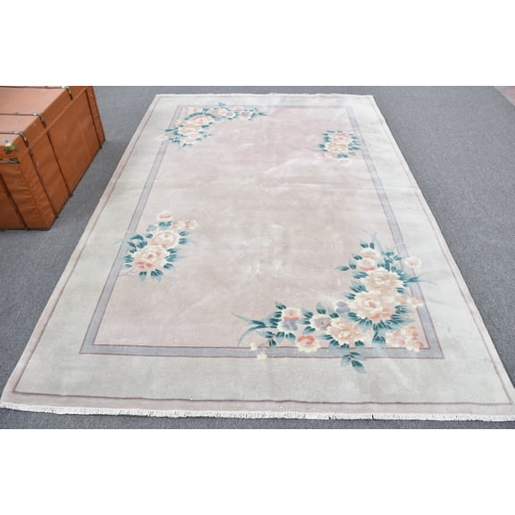 Rugs For Salon, Turkish Rug, Vintage Rug, Beige Anatolian Rugs, 6x8.8 ft Large Rugs, Antique Rugs, Ethnic Living Room Rug