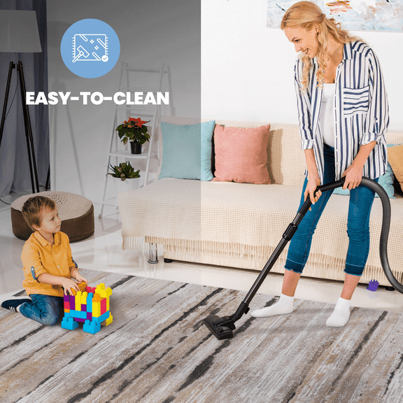 Rugs LOOM & LUXE Collection 5X7 Brown /Striped Non-Shedding Living Room Bedroom Dining Home Office Stylish and Stain Resistant Area Rug,Area Rugs