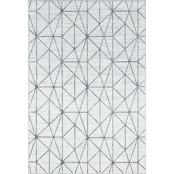 Rugs Lattice Trellis Area Rug, White Low-Pile, Soft Underfoot, 6' x 9'