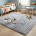 thumbnail image 1 of Rugs for Living Room, 4'x6' Soft Fluffy Area Rug for Bedroom, Plush Decorative Rug with Anti-Skid Backing, Indoor Home Carpet for Living Room, Light Grey, 1 of 5