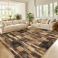 thumbnail image 1 of Rugs for Living Room 8x10 Washable Rug Modern Geometric Patchwork Rug Non Slip Stain Resistant Floor Cover Carpet No Shedding Ultra Soft Printed Mats for Dining Room, Bedroom, Office, Brown, 1 of 7