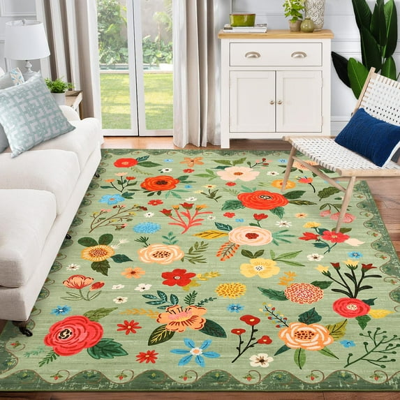 Rugs for Living Room,Living Room Rug,Rug Washable Rug for Bedroom Vintage Rug Non Slip Large Area Rug Oriental Soft Throw Rugs Low Pile Stain Resistant Carpet for Office Nursery Dining Room