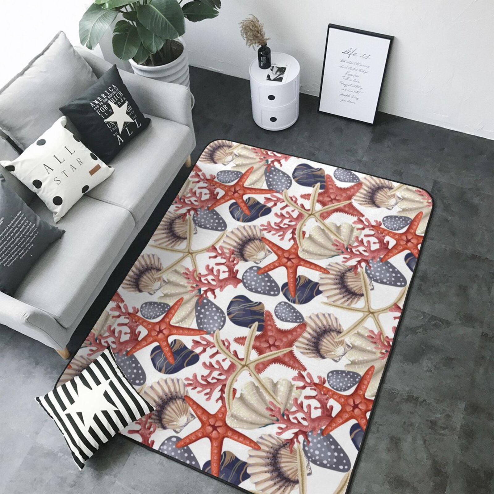 Rugs for Living Room - starfish shell Washable Non Slip 80×58 Area Rugs ...