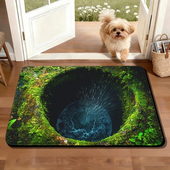 Rugs That Look Like a Hole, Optical Illusion Rugs, Dog Gets Scared of 3D Hole Carpet, 3D Carpet Bottomless Hole Optical Illusion Area Mat, Test & Play with Your Dog or Cat