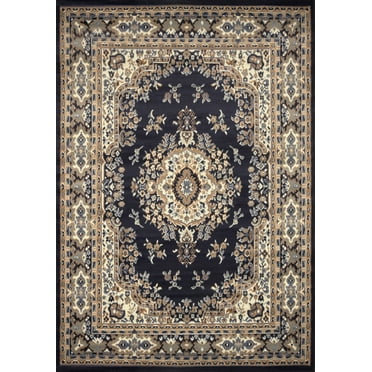Rugs Navy Blue Oriental 8x10 Area Rug Traditional Persian Bordered Carpet Rugs - Actual Size 7'8" x 10'7"