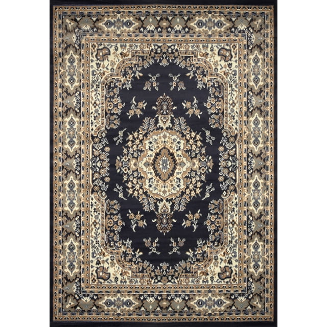 "Oriental Persian Area Rug, Traditional Navy Blue 8x10 Carpet Rug, Made