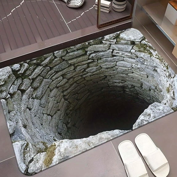 Rugs That Look Like a Hole, 3D Bottomless Hole Optical Illusion Rug for Eye-Catching Decoration in Living Room, Playroom or Any Area